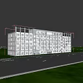 Modern Multi Story Office Building With Gray White Exterior Large Windows And Roadside Trees