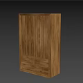 Natural Wooden Wardrobe With Double Doors And Bottom Drawer Storage Furniture