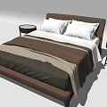 Modern Double Bed Simple Bedding Combination 3d model