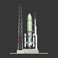 Detailed Rocket Launch Model With Tall Launch Towers And Green Platform Base 3d model
