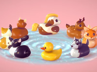 Modern Cute Small Animal Doll Toy Ornaments 3d model