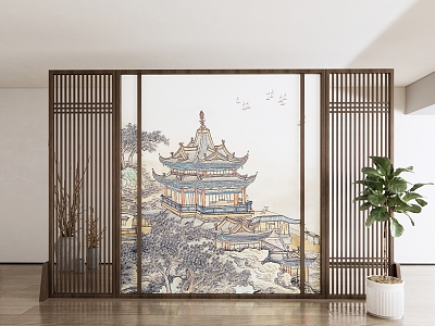 New Chinese-style partition screen partition 3d model