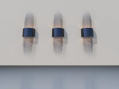 Modern Hinged Door With Three Wall Lamps Black Base And Transparent Lampshade 3d model