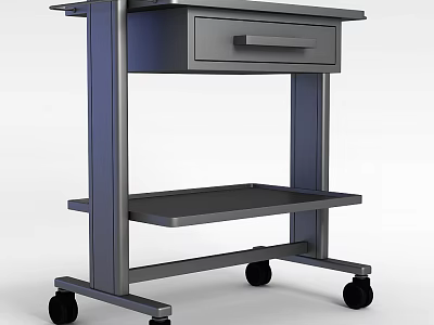Tech Exhibition Hall Functional Mobile Metal Display Cart With Drawer And Wheels 3d model