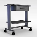 Tech Exhibition Hall Functional Mobile Metal Display Cart With Drawer And Wheels