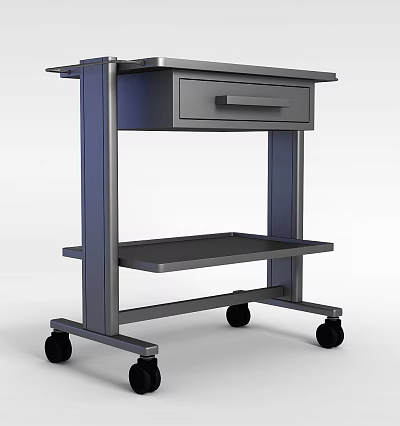 Tech Exhibition Hall Functional Mobile Metal Display Cart With Drawer And Wheels 3d model