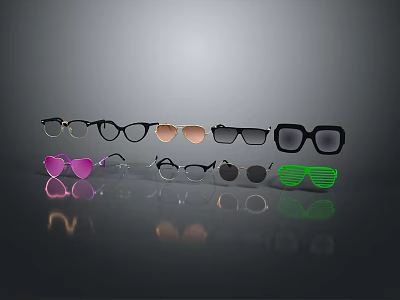 Trendy Eyewear Collection With Diverse Frame Styles And Colorful Designs 3d model