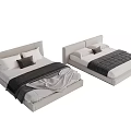 Modern Double Beds With Light Gray Headboard Plush Pillows And Soft Blankets 3d model