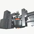 Industrial Furnace with Mechanical Arm and Circular Container for High Temperature Metal Processing