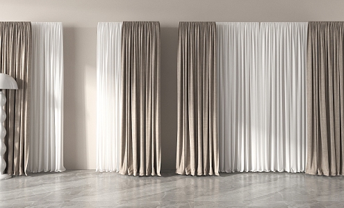 Curtain Fabric Curtain Gauze Curtain Pleated Fabric Curtain 3d model