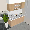 Modern Light Wood Kitchen Cabinets With Open Shelves Sink And Appliances