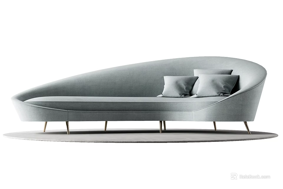 Light Gray Modern Multi person Sofa With Streamlined Design Soft Cushions And Metal Legs 3d model 