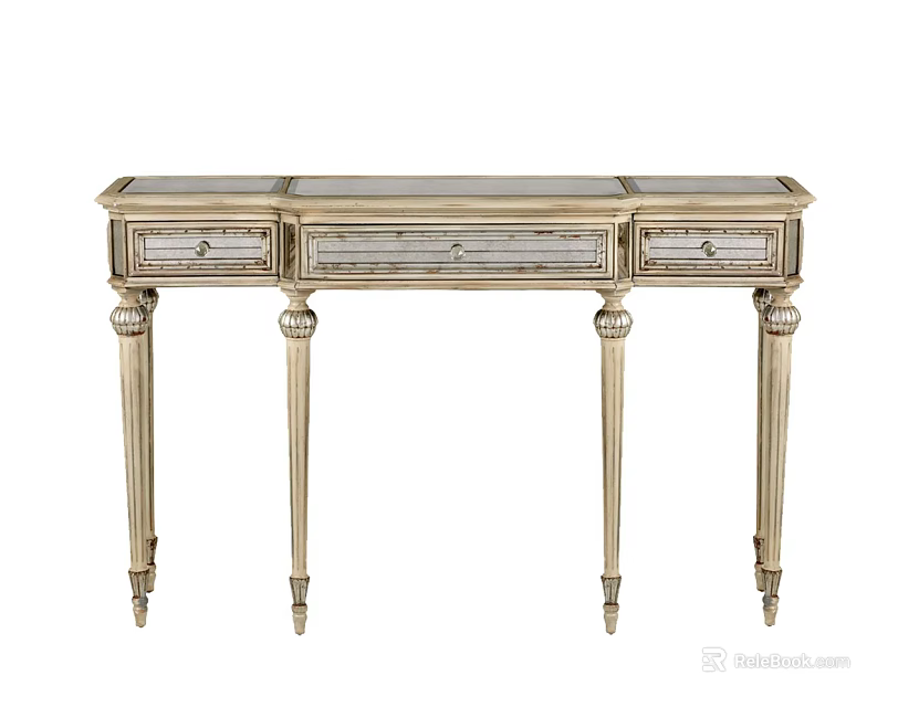Vintage Entryway Console Table With Elegant Design Drawer Storage And Carved Wooden Legs 3d model 