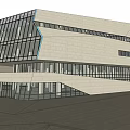 Modern Geometric Architectural Exterior Design With Glass Facade And Stone Walls