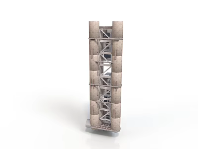 Industrial Equipment Tower With Multi Layered Metal Frame And Cylindrical Sections 3d model