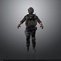 Tactical Soldier In Full Combat Gear With Body Armor And Helmet Standing