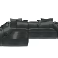 Black Modern Sectional Sofa With Plush Cushions And Sleek Design 3d model