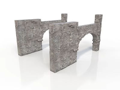 Ancient Solid Stone Architectural Structure With Detailed Archways And Gray Material 3d model