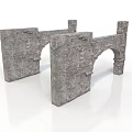 Ancient Solid Stone Architectural Structure With Detailed Archways And Gray Material