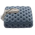 Blue Tufted Velvet Ottoman With Light Blanket For Comfortable Seating 3d model