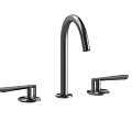 Modern Sleek Three Piece Faucet with Curved Spout and Separate Handles