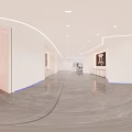 Modern Industrial Interior With Blue Flooring White Pillars And Technical Equipment