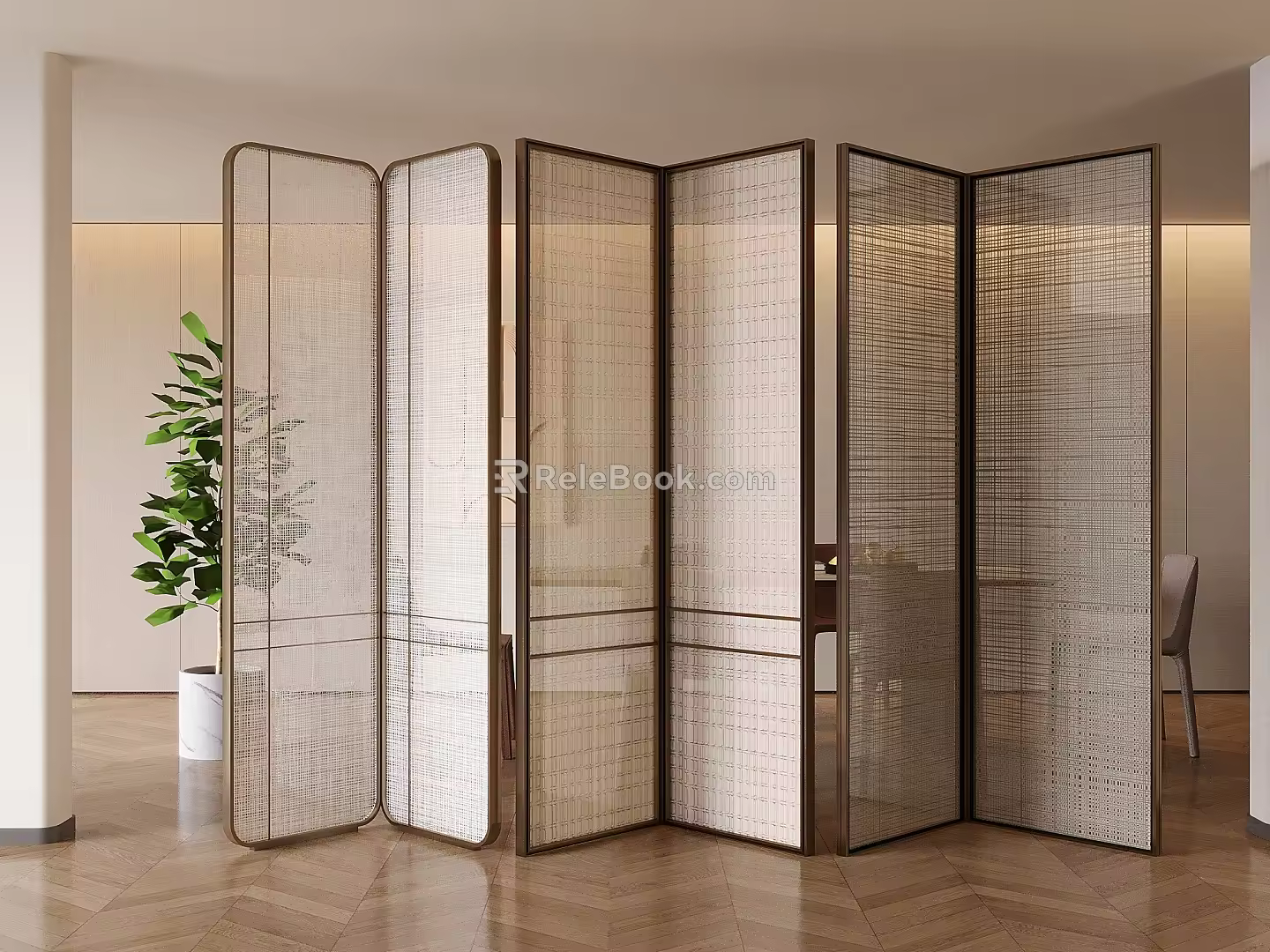 Filamentary Glass Partition Screen Foldable Art Screen 3d model