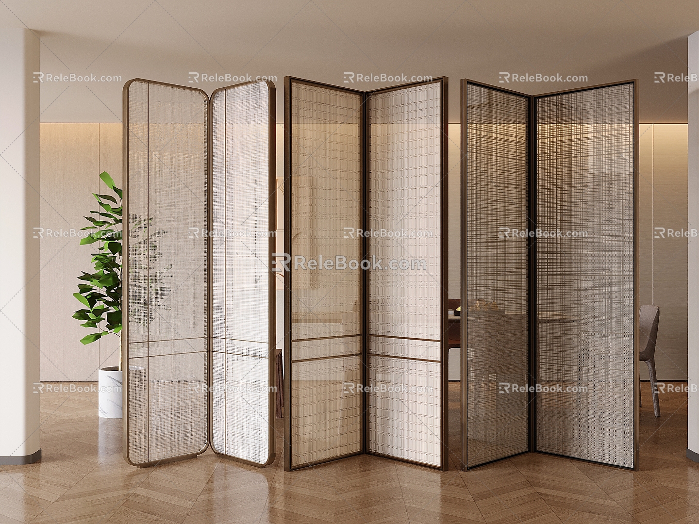 Filamentary Glass Partition Screen Foldable Art Screen 3d model