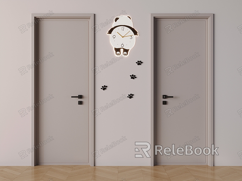 Modern Interior Door Single Door Swing Door Panda Swing Wall Clock Clock model