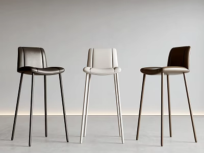 Modern Minimalist Bar Stools In Black White Brown With Leather Seats And Metal Legs 3d model