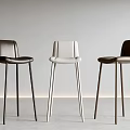 Modern Minimalist Bar Stools In Black White Brown With Leather Seats And Metal Legs