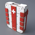 Red Medical Device Emergency Case With White Cross MEDI 02 Identification Markings