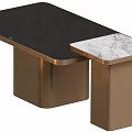 Elegant Coffee Table Combination With Black Top Brass Legs And White Marble Side Table 3d model