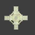 Traditional Stone Octagonal Architectural Structure With Multi Directional Steps And Railings