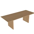Simple Wooden Dining Table With Rectangular Top And Solid Wood Legs 3d model