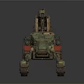 Mechanical Tracked Vehicle with Crane Arm Green Red Color And Industrial Design