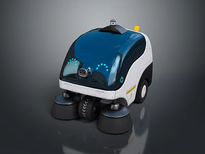 Smart Robotic Cleaning Device With Computer Controlled Navigation And Blue LED Indicators 3d model