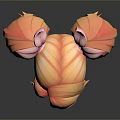 Game Movie Character Hairstyle With Orange Pink Double Ponytails And Pink Flowers