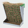 Hay Feeder with Green Metal Frame and Bottom Tray for Livestock Feeding