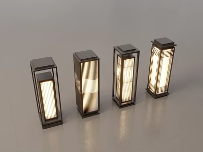 Modern Square Outdoor Lights with Sleek Frame and Soft Glowing Light for Garden Patio 3d model