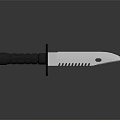 Tactical Military Knife With Black Handle Serrated Metal Blade And Reflective Surface