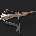 Medieval Vintage Crossbow Weapon With Wooden Metal Structure And Mechanical Parts
