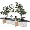 Outdoor Chair with Wooden Legs Terrazzo Base and Green Plants in Garden Setting