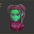 Vibrant Game Movie Character With Green Skin Pink Pigtails And Pink Top In 3D Design