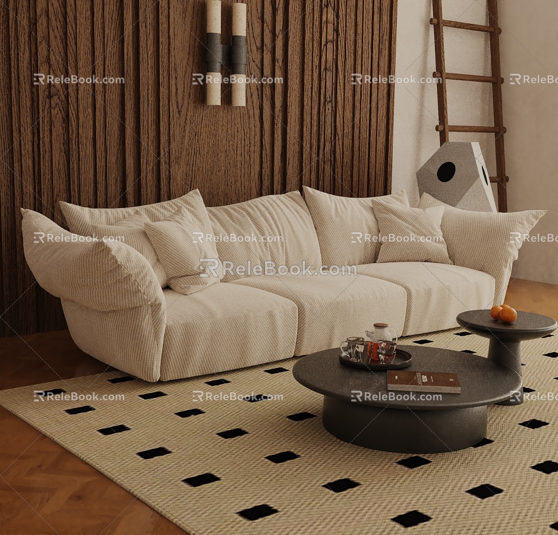 Three-seat sofa 3d model