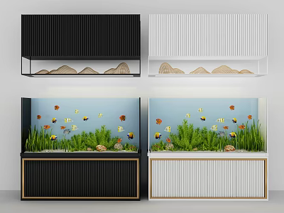 New Chinese Fish Tank Landscape Fish Tank Partition Combination 3d model
