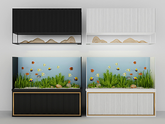 New Chinese Fish Tank Landscape Fish Tank Partition Combination 3d model