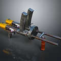 Detailed Design of Multi Barrel Weapon With Mechanical Structure Yellow Silver Components And Support Base
