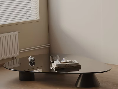 Modern Living Room Sofa Coffee Table Set With Glass Top Black Base And Decorative Books 3d model
