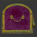 Vibrant Purple Velvet Trunk With Domed Lid And Golden Metal Accents